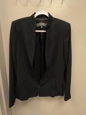 Vintage‎ Alex Garfield Ribbed Zip Front Minimalist Blazer Jacket Size 8